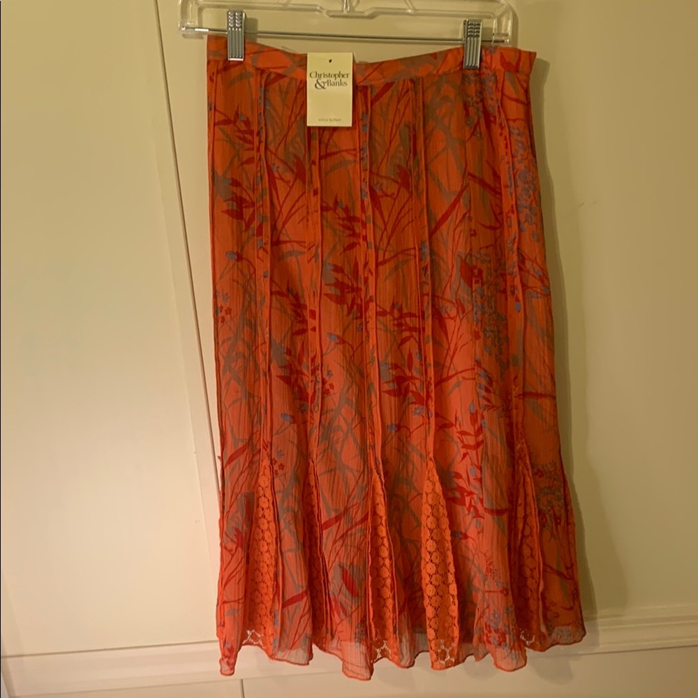 Christopher Banks Orange Floral & Lace Skirt Size 4 NEW all occasions & Seasons
